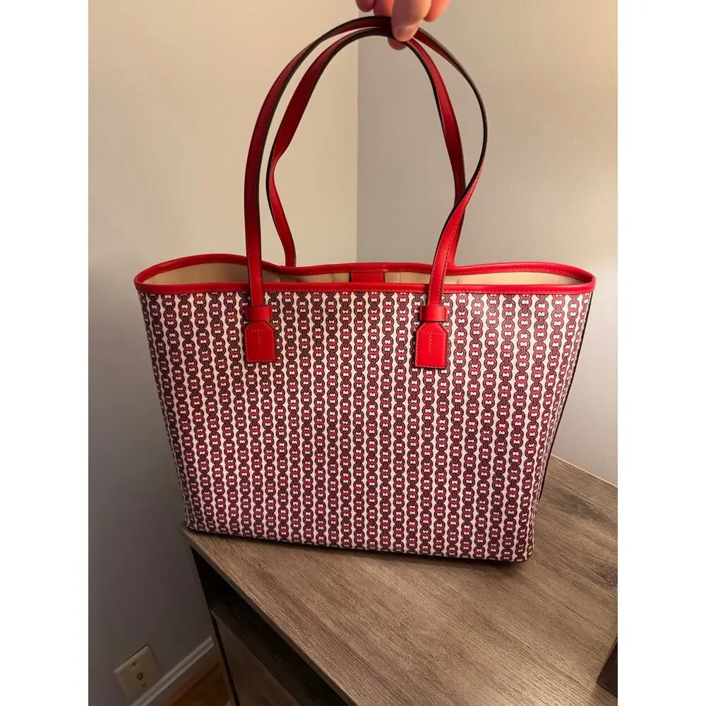 Tory Burch Gemini Link Canvas Tote in Liberty Red - Picture 7 of 9